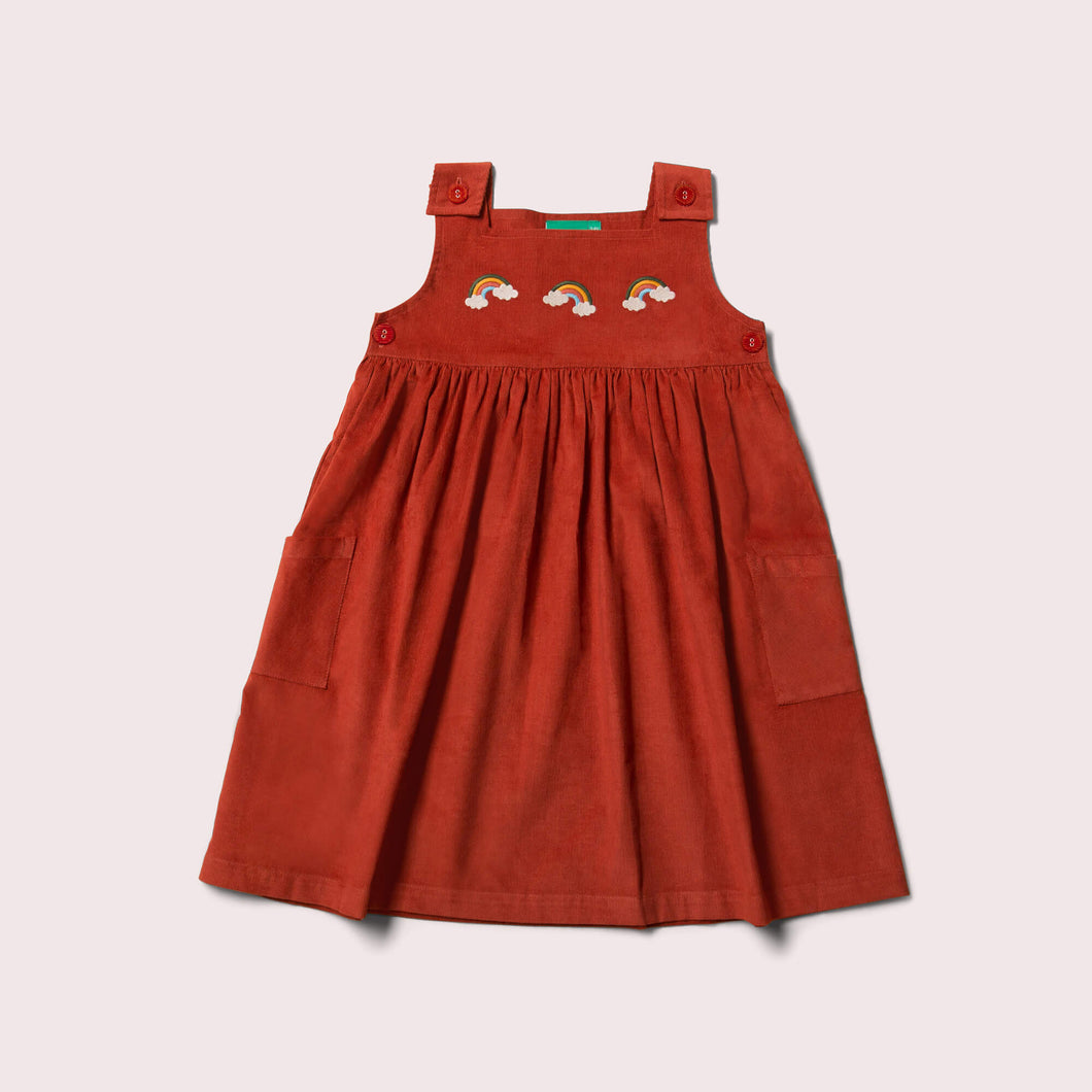 Rainbows Embroidered Corduroy Pinny Dress