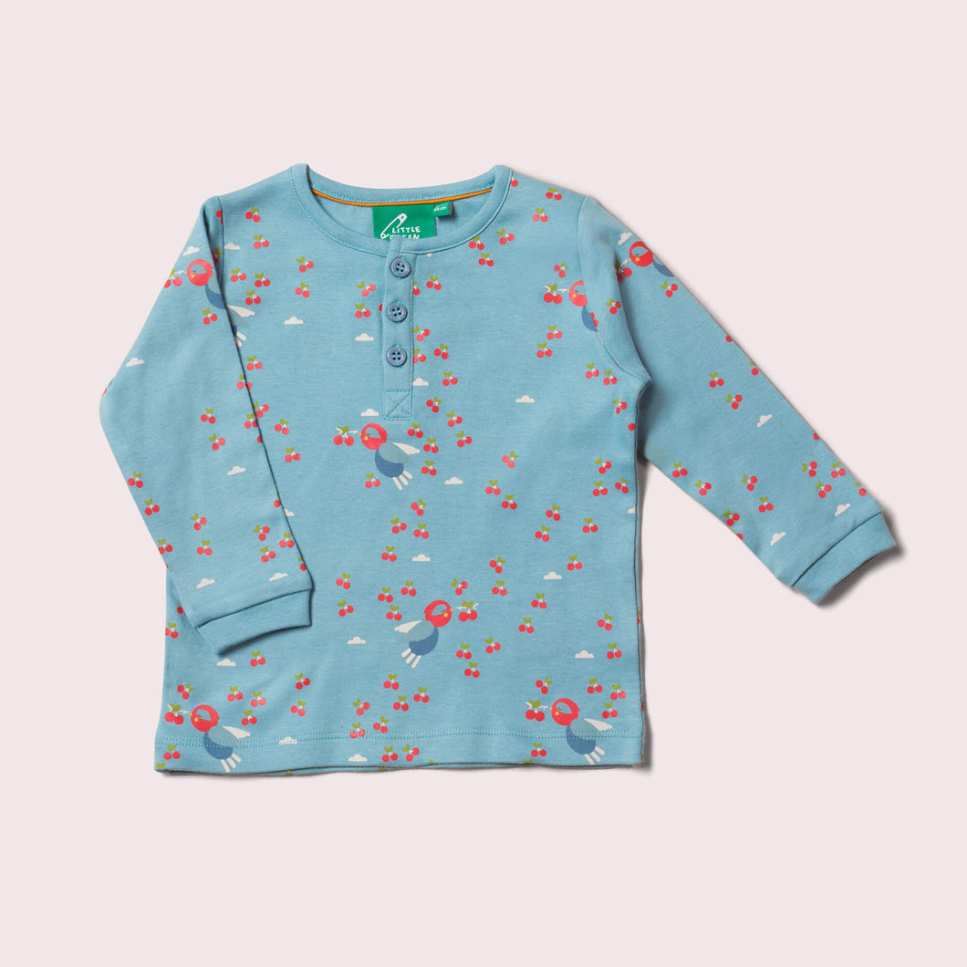 Cherry Blossom Langarm-Henley-Top