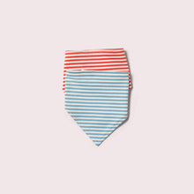 Cargar imagen en el visor de la galería, Blue &amp; Red Striped Organic Cotton Dribble Bib Set
