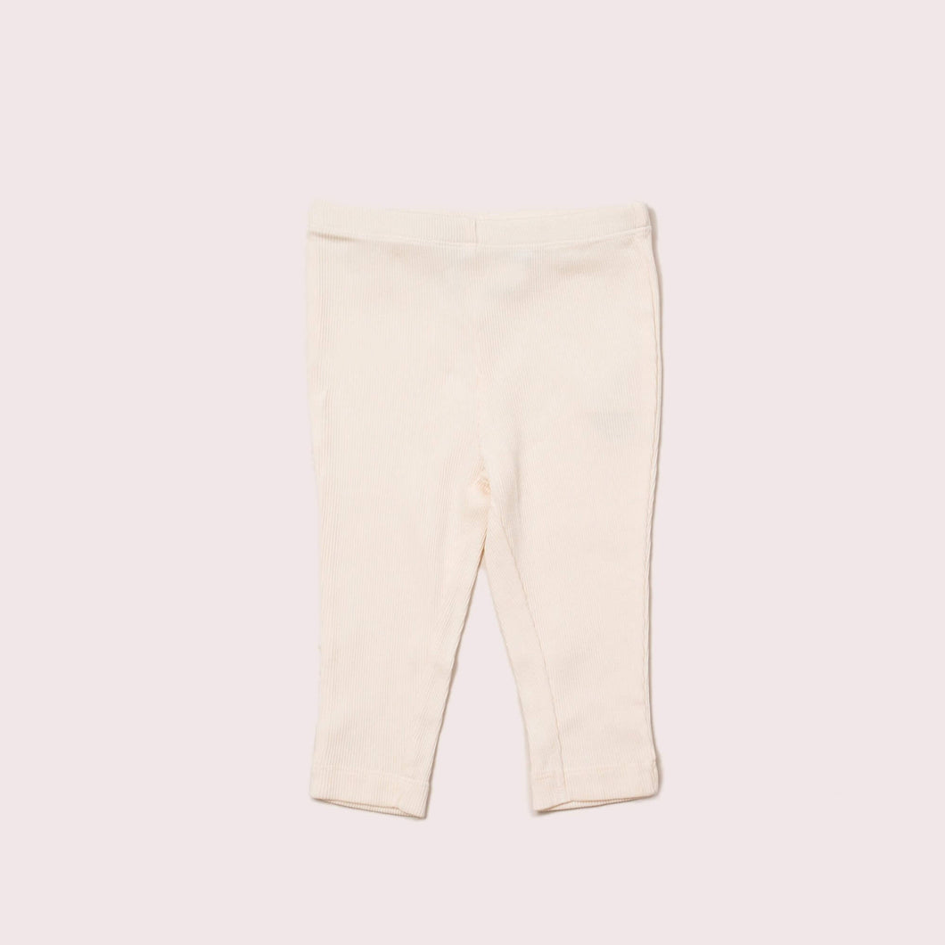 Cremefarbene, gerippte Leggings