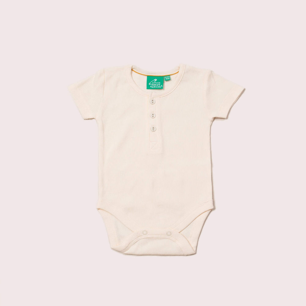 Cream Ribbed Short Sleeve Baby Body