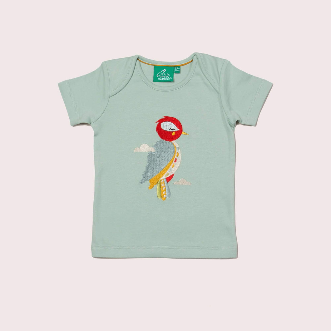 Little Woodpecker Applique Short Sleeve T-Shirt