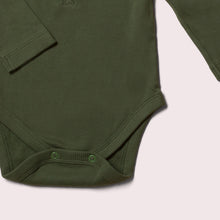 Cargar imagen en el visor de la galería, Olive Ribbed Organic Long Sleeve Baby Bodysuit
