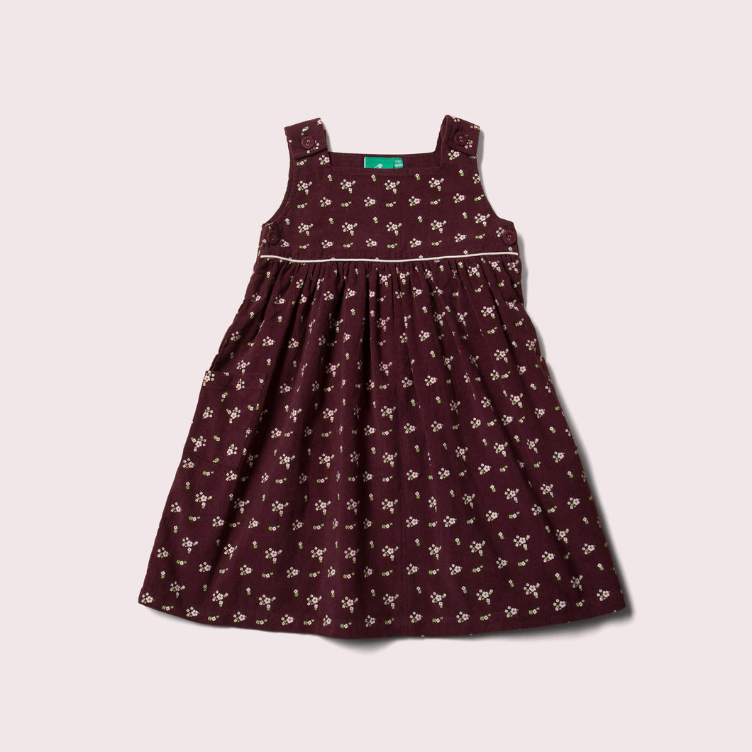 Plum Flowers Corduroy Pinny Dress