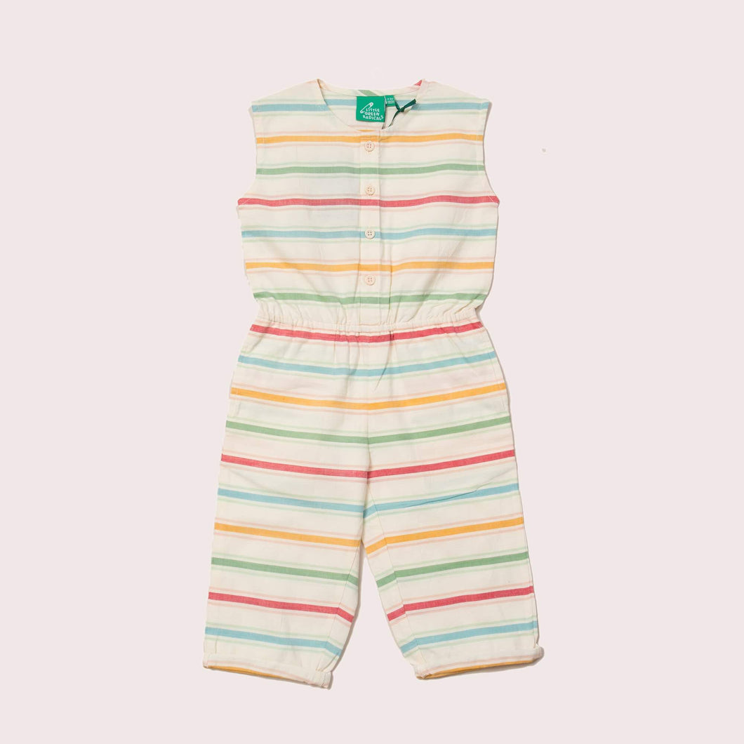 Rainbow Striped Cropped Summer Jumpsuit