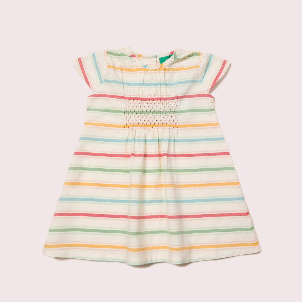 Rainbow Striped Smocked Floaty Dress