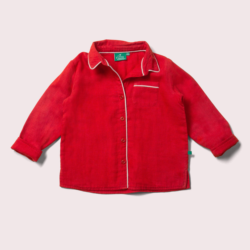 Red Day After Day Long Sleeve Pocket Shirt