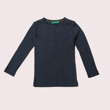 Load image into Gallery viewer, Winter Blue Ribbed Long Sleeve Henley Top
