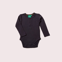 Load image into Gallery viewer, Winter Blue Ribbed Organic Long Sleeve Baby Bodysuit
