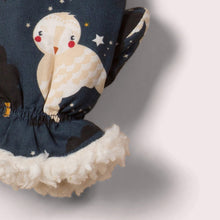 Load image into Gallery viewer, Winter Owls Navy Sherpa Mittens
