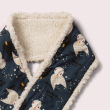 Load image into Gallery viewer, Winter Owls Navy Sherpa Scarf
