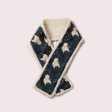 Load image into Gallery viewer, Winter Owls Navy Sherpa Scarf
