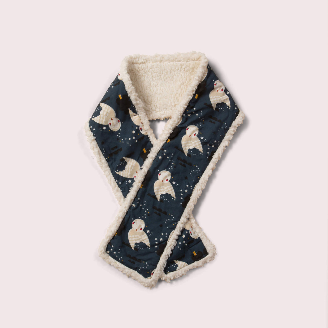 Winter Owls Navy Sherpa Scarf